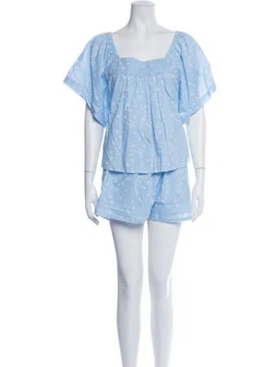 Pre-owned Pink Chicken Floral Print Short Set In Blue