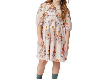 Pink Chicken Kids' Girl's Evelyn Dress In Cloud Bouquet Floral In Brown