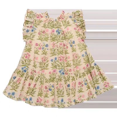 Pink Chicken Kids' Girl's Harper Dress In Leafy Floral In Multi