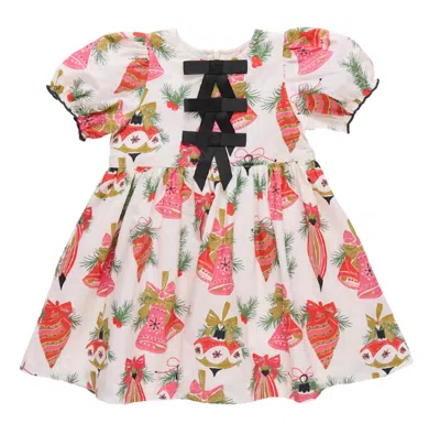 Pink Chicken Kids' Girl's Hermione Dress In Holly Bells In Brown