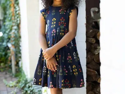 Pink Chicken Kids' Girl's Peachy Dress In Navy Field Floral In Blue