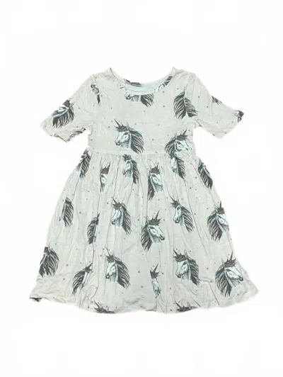 Pink Chicken Kids' Girl's Steph Dress In Silver Unicorn In Neutral