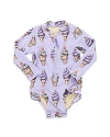 Pink Chicken Girls' Arden Long Sleeve One Piece Swimsuit - Baby In Lavender Soft Serve