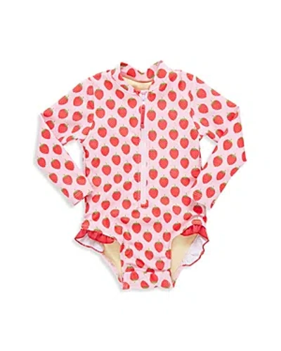 Pink Chicken Girls' Arden Long Sleeve One Piece Swimsuit - Baby In Strawberries