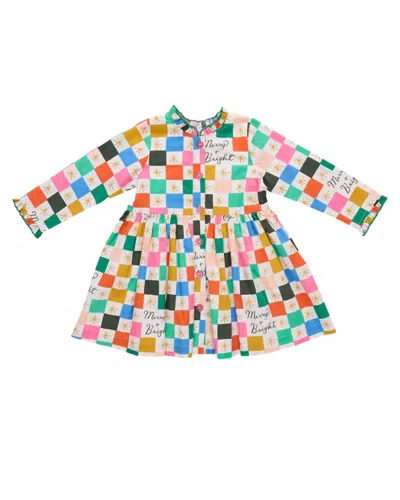 Pink Chicken Kids' Girls' Autumn Dress In Merry & Bright In White