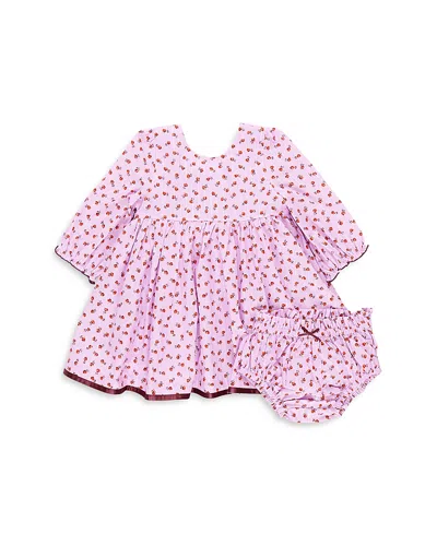 Pink Chicken Girls' Baby Girls Amma Dress Set - Lavender Tiny Roses - Baby