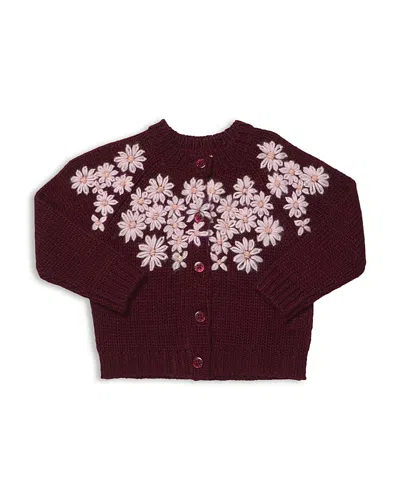 Pink Chicken Girls' Blossom Long Sleeved Sweater - Little Kid In Burgundy