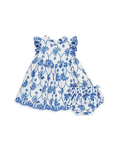 Pink Chicken Girls' Cynthia Ruffle Eyelet Dress & Bloomers Set - Baby In Blue Eyelet