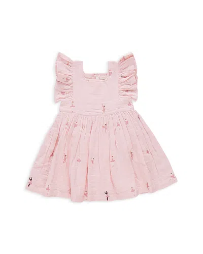 Pink Chicken Girls' Elise Ballerina Gauze Dress - Little Kid In Ballerina Embroidery