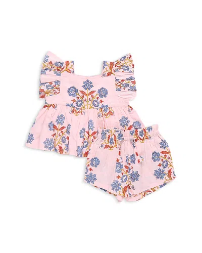 Pink Chicken Girls' Elise Floral Shorts Set - Baby In Pink Provence Floral