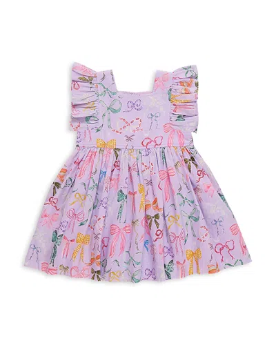 Pink Chicken Girls' Elsie Dress - Little Kid, Big Kid In Lavender Watercolor Bows