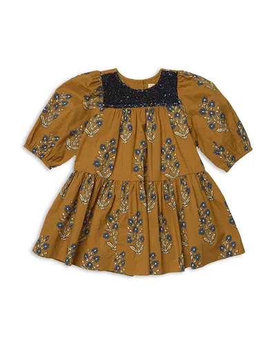Pink Chicken Girls' Fiona Printed Cotton Dress - Little Kid In Orange