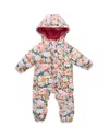 Pink Chicken Girls' Floral Ruffle Trimmed Quilted Down Snowsuit - Baby In Multi