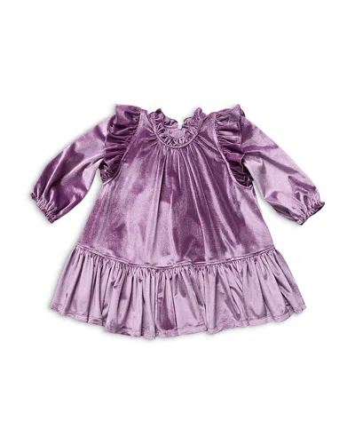 Pink Chicken Girls' Harper Ruffled Velour Dress - Little Kid In Purple