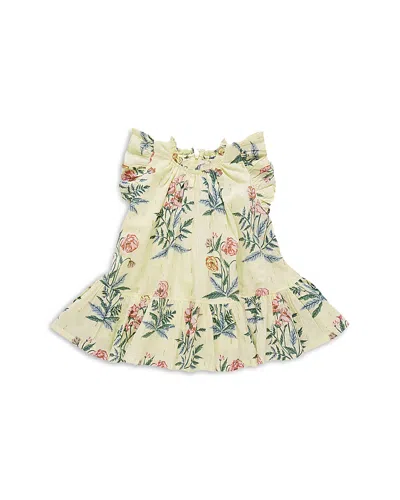 Pink Chicken Girls' Harper Swingy Dress - Little Kid In Pale Yellow Poppy