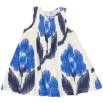 Pink Chicken Kids' Girls Jaipur Dress In Blue Ikat
