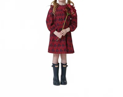 Pink Chicken Kids' Girl's Jaipur Dress In Red Autumn Strawflower In Burgundy