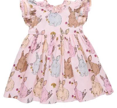 Pink Chicken Kids' Girls Jennifer Double Ruffle Dress In Vintage Bunnies In Multi