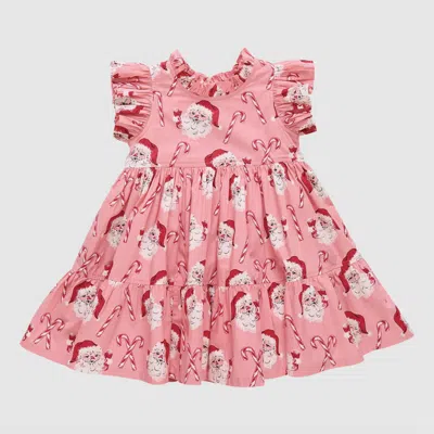 Pink Chicken Kids' Girls Jennifer Dress In Pink Candy Cane Santa In Multi