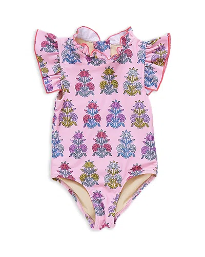 Pink Chicken Girls' Jennifer One Piece Swimsuit - Little Kid In Pink Flowerette
