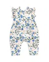 Pink Chicken Girls' Jennifer Poplin Coverall - Baby In Melon Daisy Floral