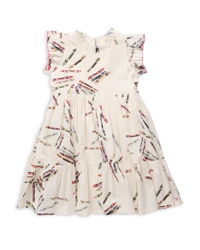 Pink Chicken Girls' Jennifer Tossed Crayons Dress - Little Kid In White