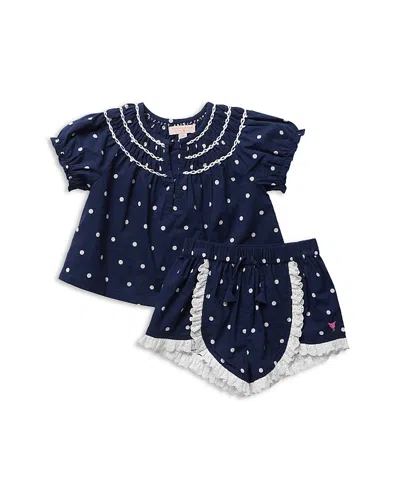 Pink Chicken Babies' Girls' Millie Dot Top & Shorts Set - Little Kid In Blue