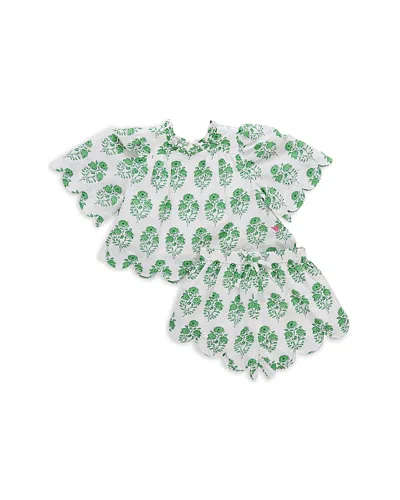 Pink Chicken Girls' Misha Scalloped Top & Shorts Set - Little Kid In Green