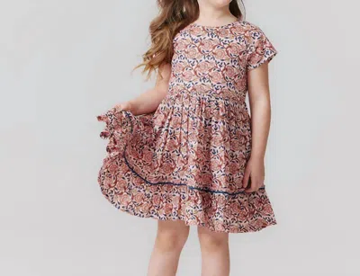 Pink Chicken Kids' Girls Niley Dress In Pink Blossom In Gray