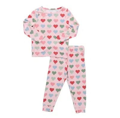 Pink Chicken Kids' Girls' Pajama Set In Pink Small Hearts In Multi