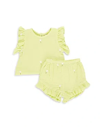 Pink Chicken Girls' Roey Cotton Gauze Top & Bloomer Set - Little Kid In Tulip Embroidery