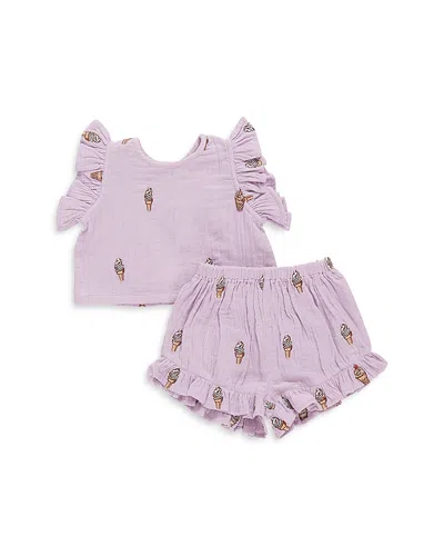 Pink Chicken Girls' Roey Top & Shorts Set - Baby In Lavender S