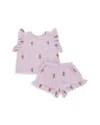 Pink Chicken Girls' Roey Top & Shorts Set - Little Kid In Lavender Soft Serve
