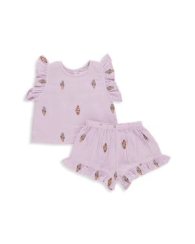 Pink Chicken Babies' Girls' Roey Top & Shorts Set - Little Kid In Lavender Soft Serve