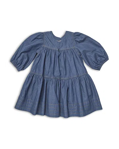 Pink Chicken Girls' Sawyer Cotton Chambray Dress - Little Kid In Blue