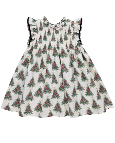 Pink Chicken Kids' Girls' Stevie Dress In Vintage Trees In White