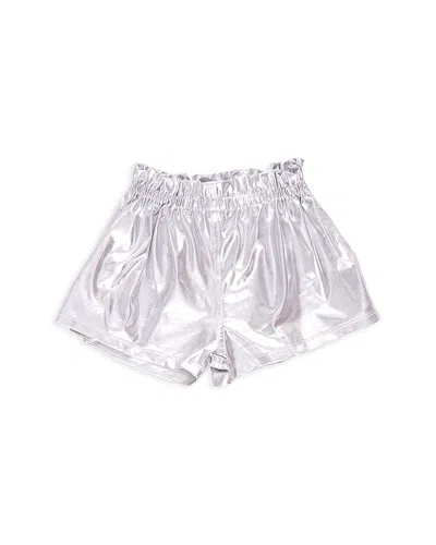 Pink Chicken Girls' Theodore Lame Shorts - Little Kid In Silver Lam