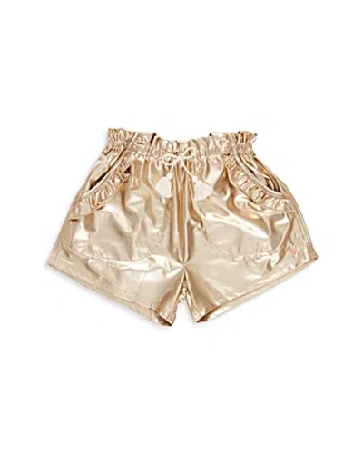 Pink Chicken Girls' Theodore Ruffle Lame Shorts - Little Kid In Gold Lame