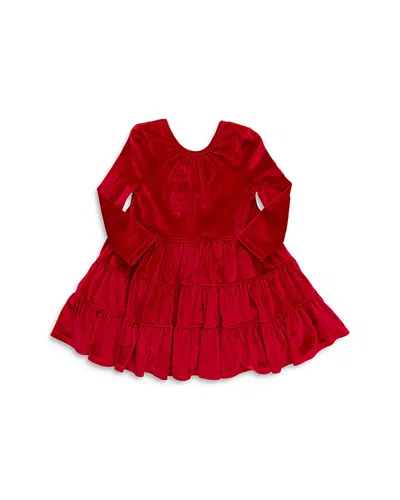 Pink Chicken Girls' Velour Tiered Dress - Little Kid In Red
