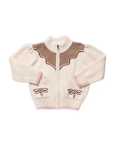Pink Chicken Girls' Western Zip Sweater - Little Kid In Neutral