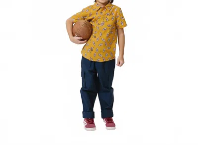 Pink Chicken Kids' Jack Polo Shirt In Flying Footballs In Yellow