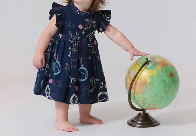 Pink Chicken Kids' Jennifer Dress In Tic Tac Toe In Blue