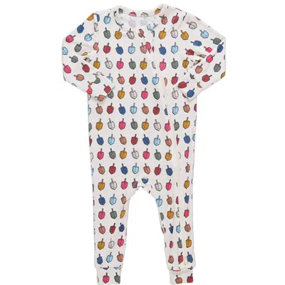 Pink Chicken Kids Bamboo Long Sleeve Romper In Multi Dreidels In White