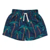 Pink Chicken Men's Palm Tree Swim Shorts In Navy In Blue