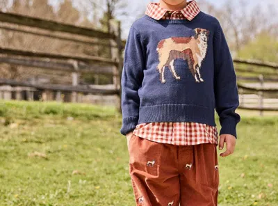 Pink Chicken Kids' Oliver Sweater In Happy Dog In Blue