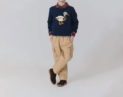 Pink Chicken Kids' Oliver Sweater In Navy Mallard In Blue