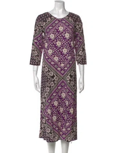 Pre-owned Pink Chicken Paisley Print Midi Length Dress In Purple