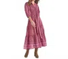 Pink Chicken Pintuck Indira Dress In Burgundy Garden Floral In Multi