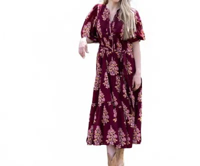 Pink Chicken Pintuck Indira Dress In Burgundy
