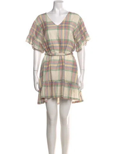 Pre-owned Pink Chicken Plaid Print Mini Dress In Neutral